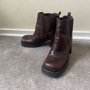 Vintage - MIA Oxblood Square Toed Ankle Boots - Size 8